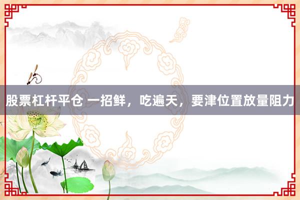 股票杠杆平仓 一招鲜，吃遍天，要津位置放量阻力