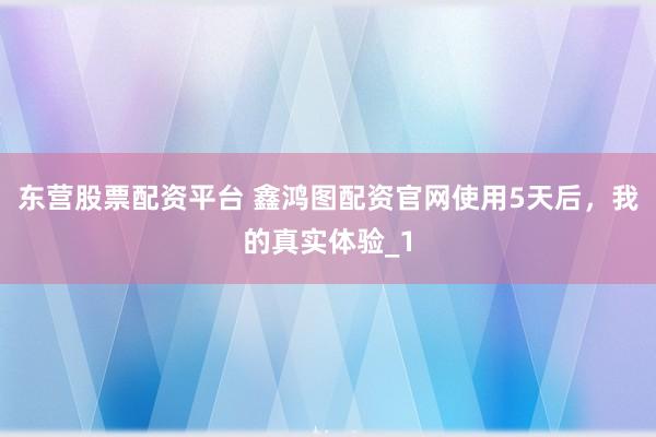 东营股票配资平台 鑫鸿图配资官网使用5天后，我的真实体验_1
